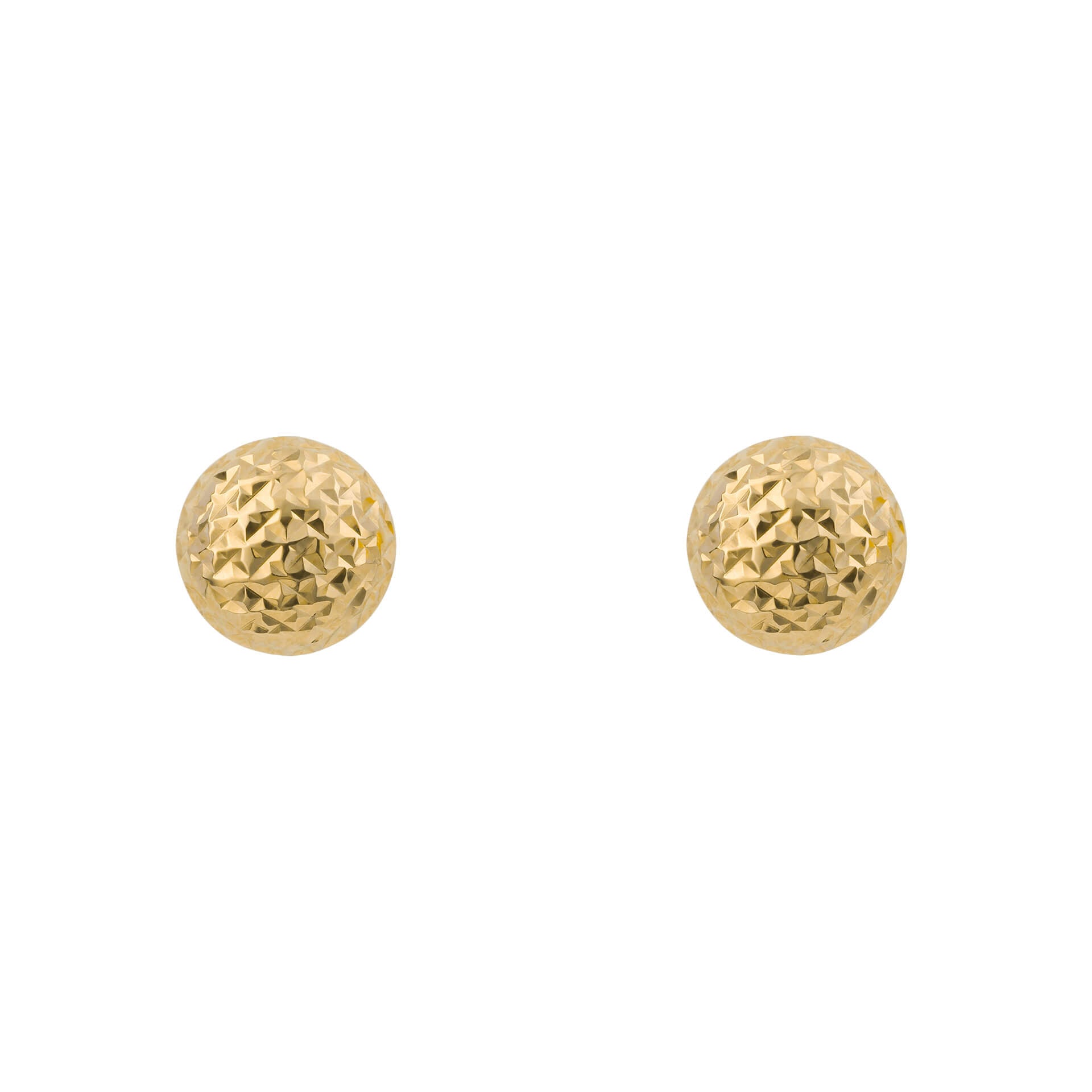 Gecko Jewellery 9ct Gold Textured Ball Stud Earrings | Diamond Cut