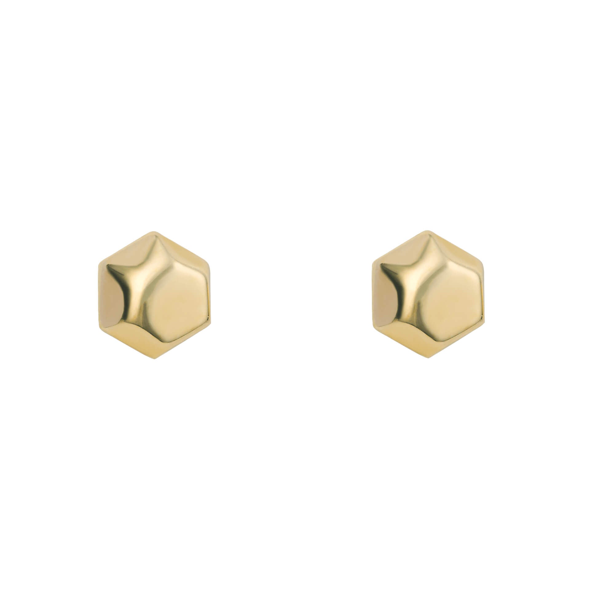 Hexagon Stud Earrings – 9ct Gold Polished Finish by Gecko Jewellery
