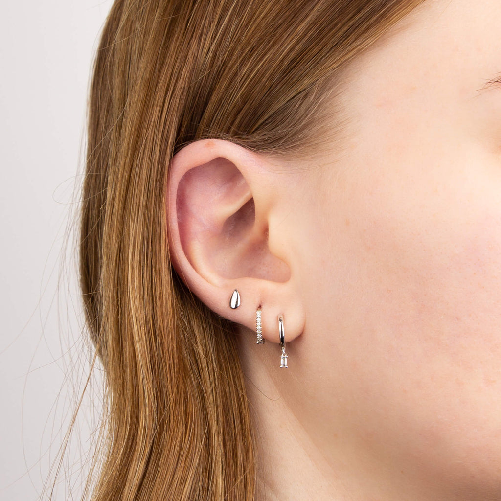Gecko Jewellery 9ct Gold 8mm Hoop Earrings with Pave Diamonds