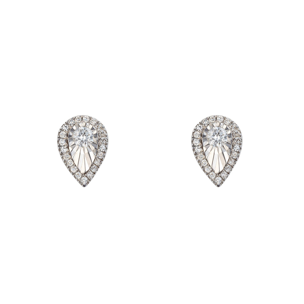 Gecko Jewellery 9ct Gold Diamond Cut Teardrop Stud Earrings