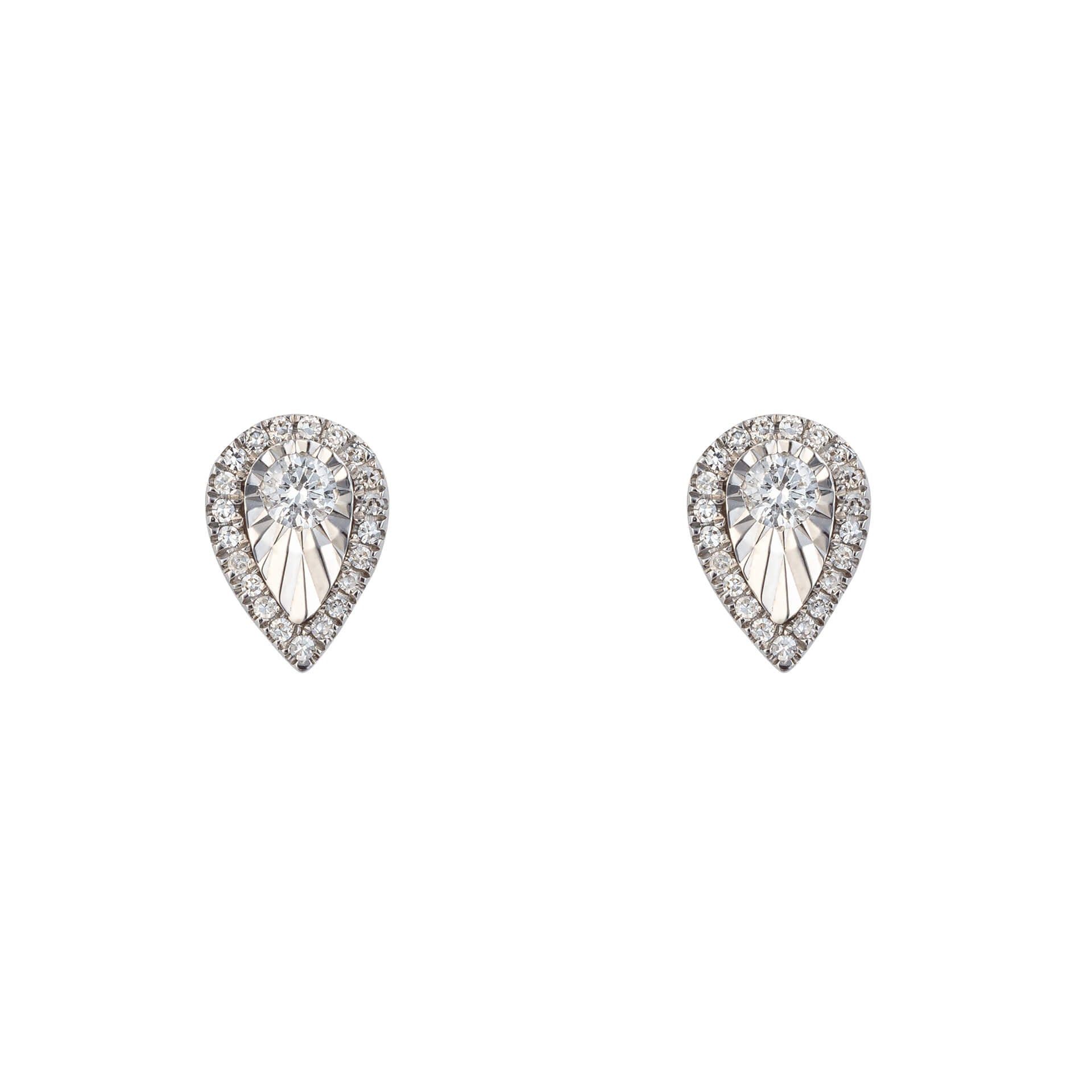 Gecko Jewellery 9ct Gold Diamond Cut Teardrop Stud Earrings