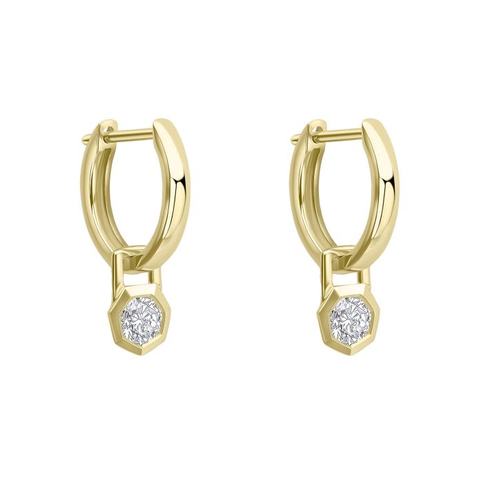 Gecko Jewellery Octagon Hoop Earrings | Recycled 9ct Gold & Lab Diamonds