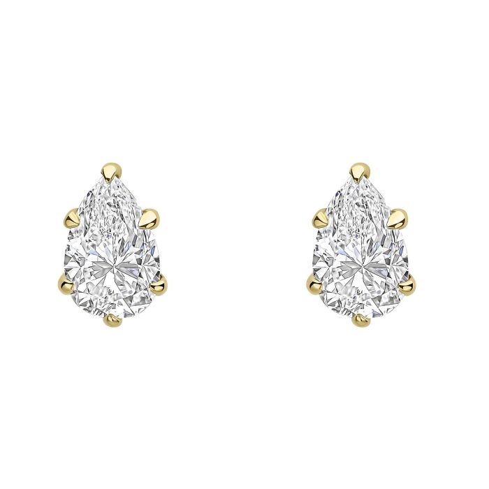 Gecko Jewellery Pear Cut Lab Grown Diamond Stud Earrings in 9ct Gold