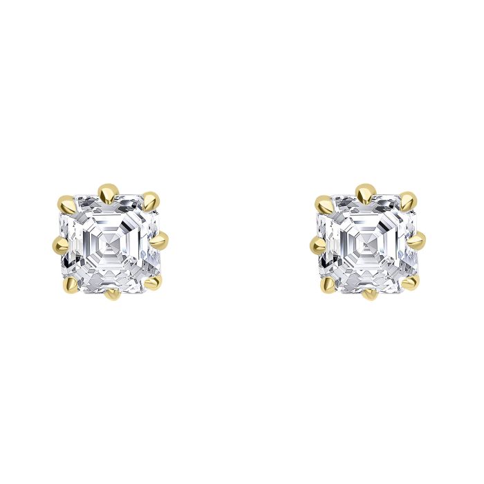 Gecko Jewellery Asscher Cut Lab Grown Diamond Solitaire Stud Earrings