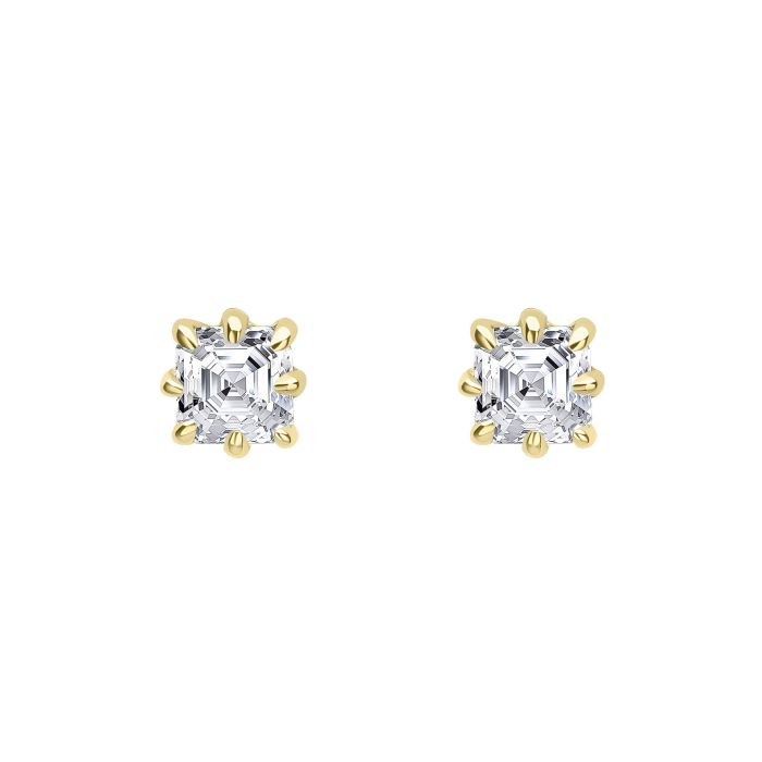 Gecko Jewellery Asscher Cut Lab Grown Diamond Solitaire Stud Earrings