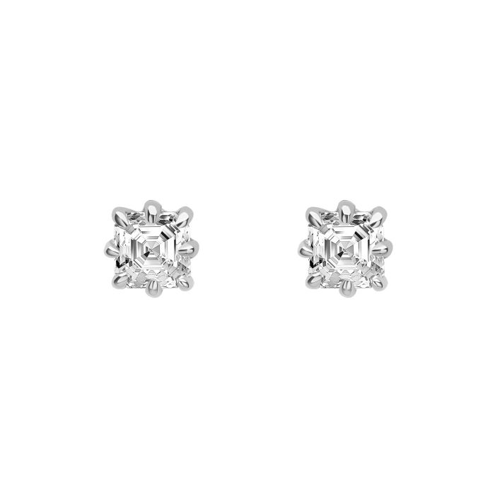 Gecko Jewellery Asscher Cut Lab Grown Diamond Solitaire Stud Earrings