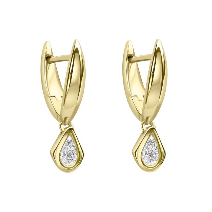 Gecko Jewellery Pear Cut Lab Grown Diamond 9ct Gold Hoop Earrings