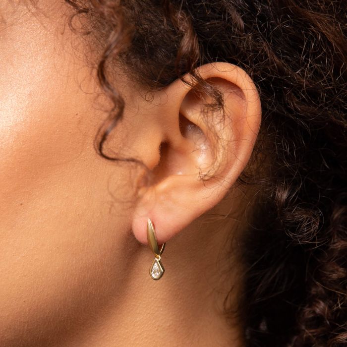 Gecko Jewellery Pear Cut Lab Grown Diamond 9ct Gold Hoop Earrings