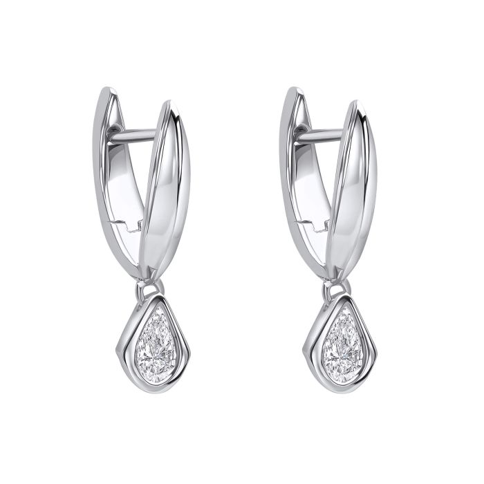 Gecko Jewellery Pear Cut Lab Grown Diamond 9ct Gold Hoop Earrings