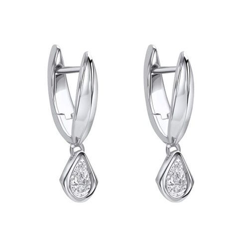 Gecko Jewellery Pear Cut Lab Grown Diamond 9ct Gold Hoop Earrings