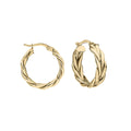 Gecko Jewellery 9ct Yellow Gold Rope Textured Plaited Hoop Earrings