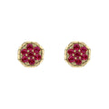 Gecko Jewellery 9ct Yellow Gold Seven Stone Ruby Cluster Earrings