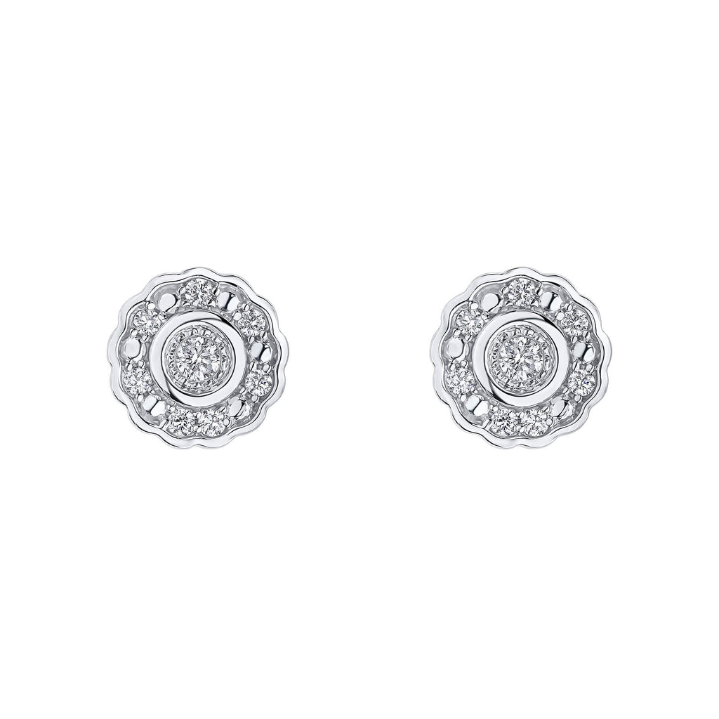 Gecko Jewellery 9ct White Gold Bezel Set Diamond Cluster Stud Earrings