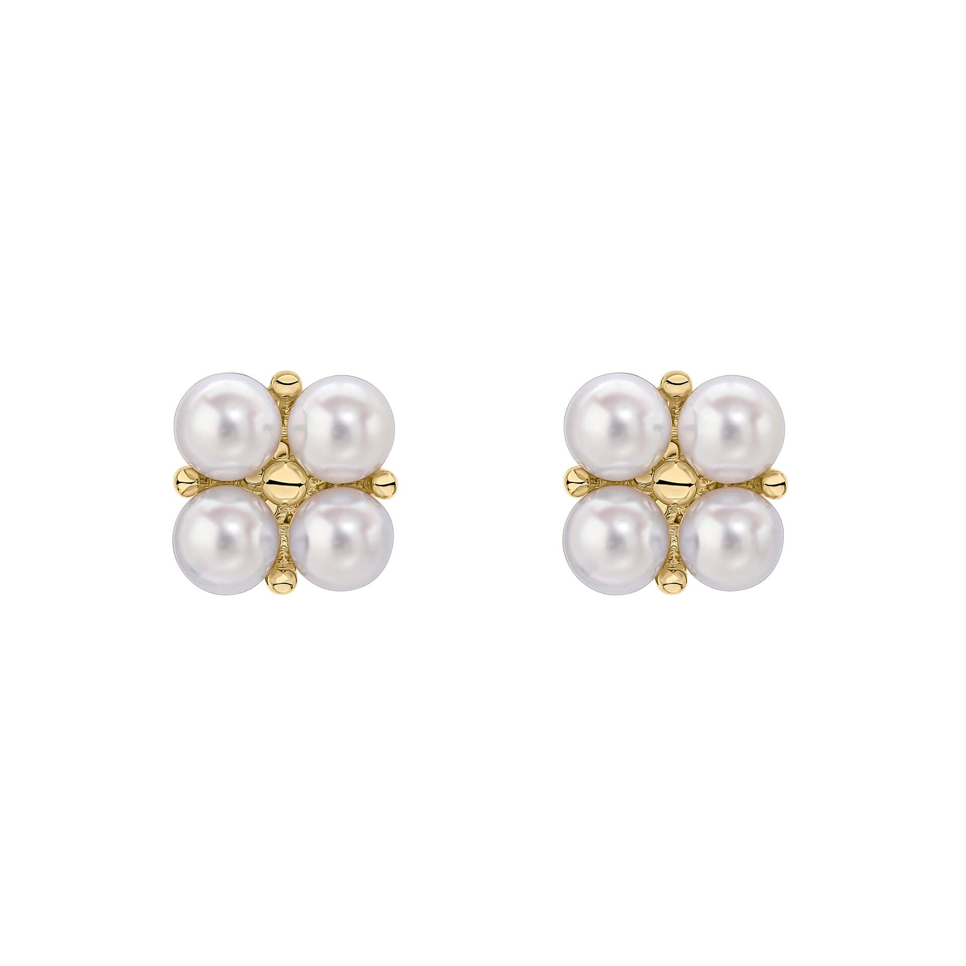 Gecko Jewellery 9ct Yellow Gold Floral Freshwater Pearl Stud Earrings