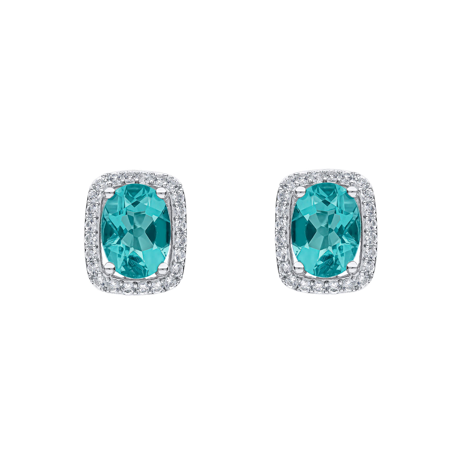 Blue Fluorite and White Topaz 9ct White Gold Earrings | Gecko Jewellery