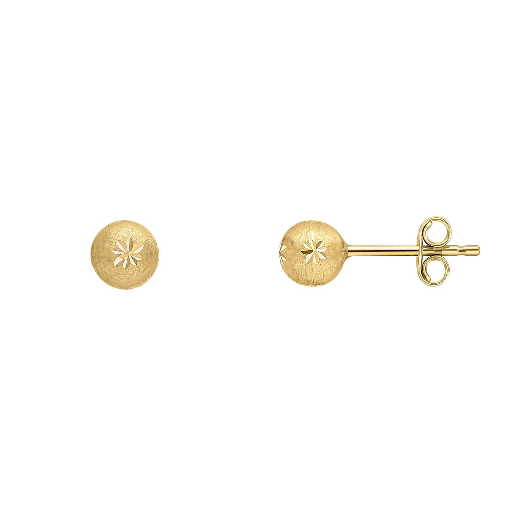 Gecko Jewellery 9ct Yellow Gold Starburst Detail Ball Stud Earrings