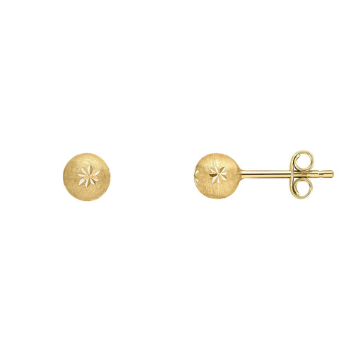 Gecko Jewellery 9ct Yellow Gold Starburst Detail Ball Stud Earrings