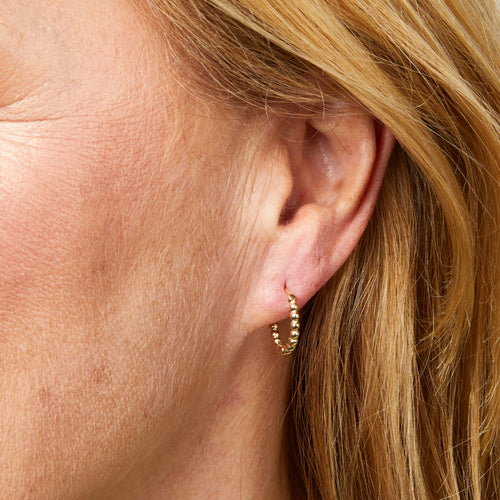 Gecko Jewellery 9ct Yellow Gold Barcelona Ball Hoop Earrings