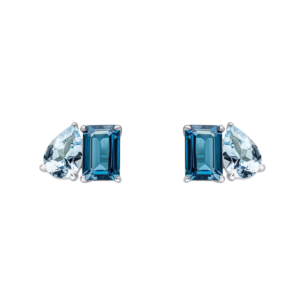 Gecko Jewellery London & Sky Blue Topaz Toi et Moi Stud Earrings