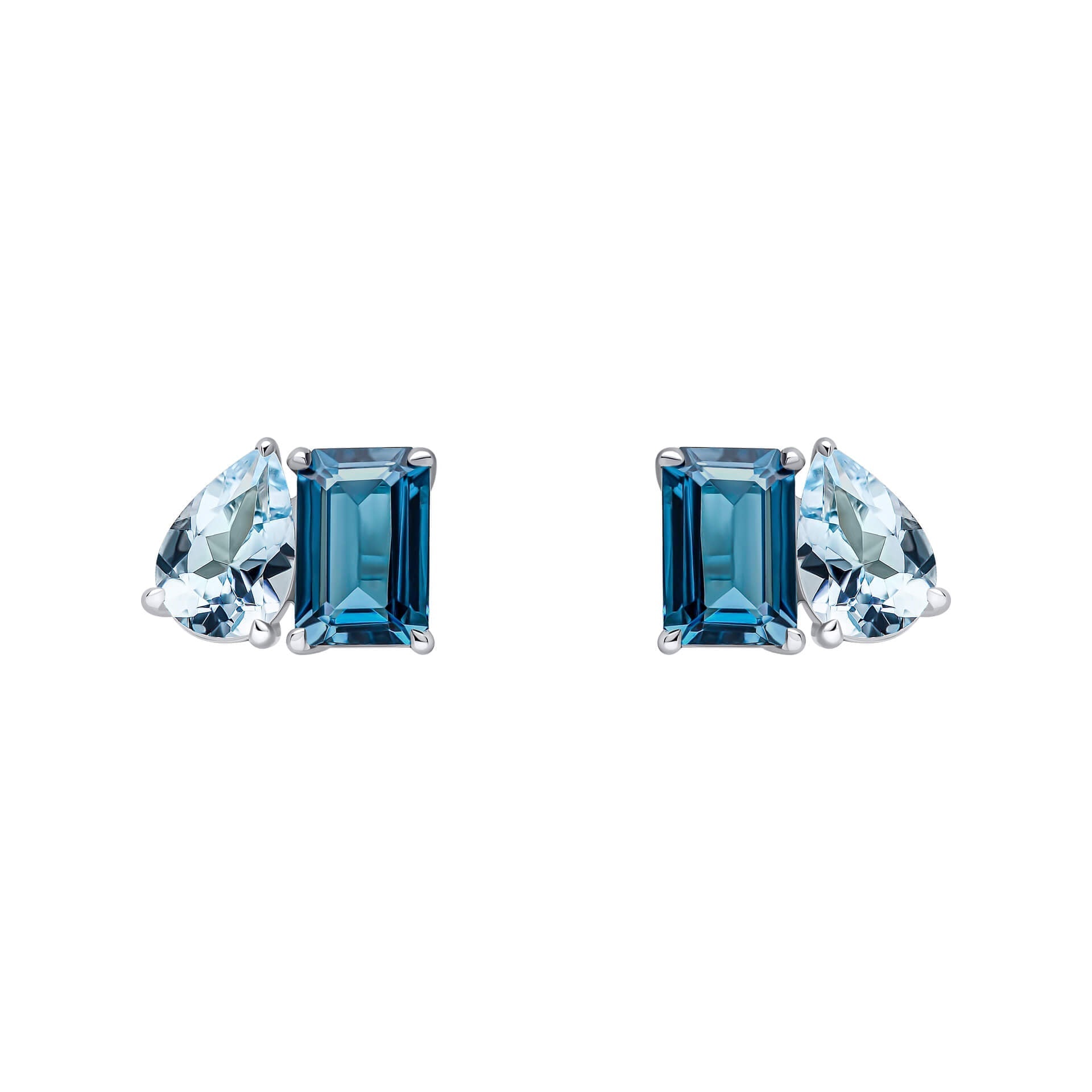 Gecko Jewellery London & Sky Blue Topaz Toi et Moi Stud Earrings