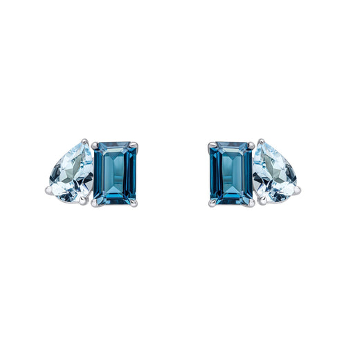 Gecko Jewellery London & Sky Blue Topaz Toi et Moi Stud Earrings