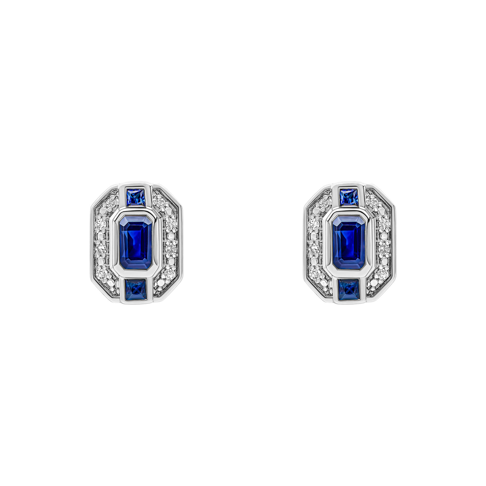 Gecko Jewellery Sapphire and Diamond Stud Earrings in 9ct White Gold
