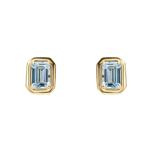 Gecko Jewellery Elongated Octagon Aquamarine Stud Earrings in 9ct Gold