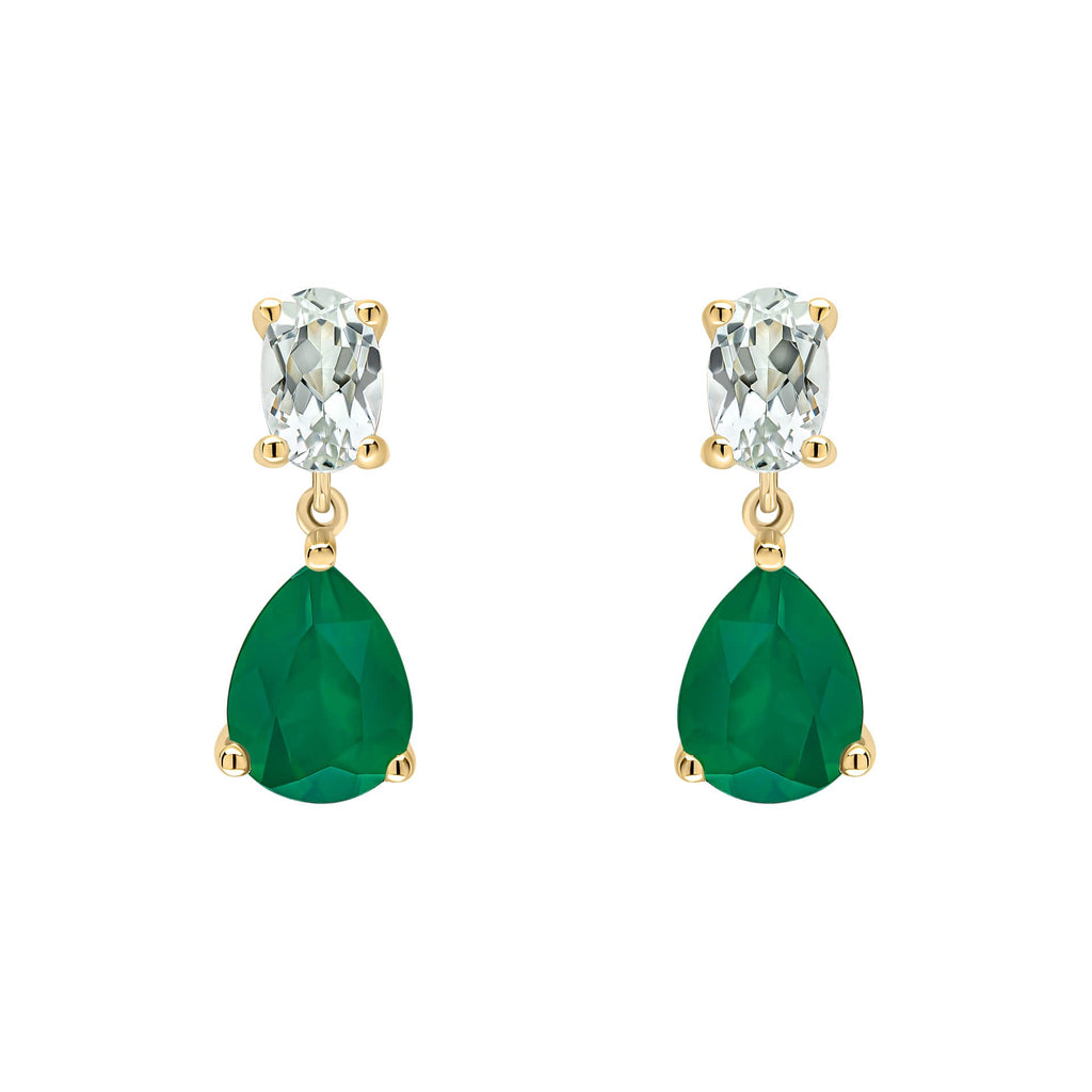 Gecko Jewellery Amethyst and Onyx Drop Earrings in 9ct Yellow Gold