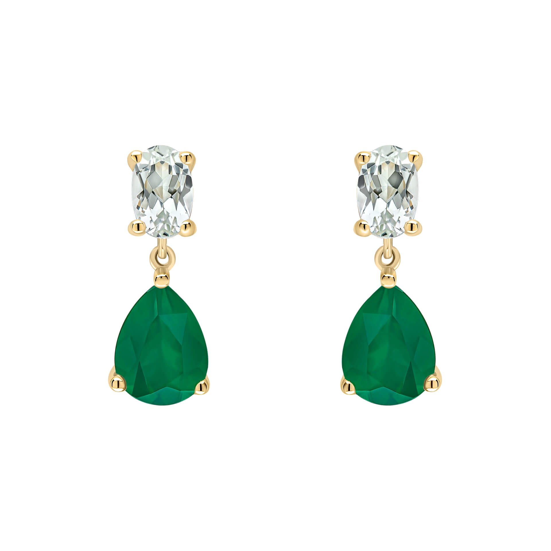 Gecko Jewellery Amethyst and Onyx Drop Earrings in 9ct Yellow Gold