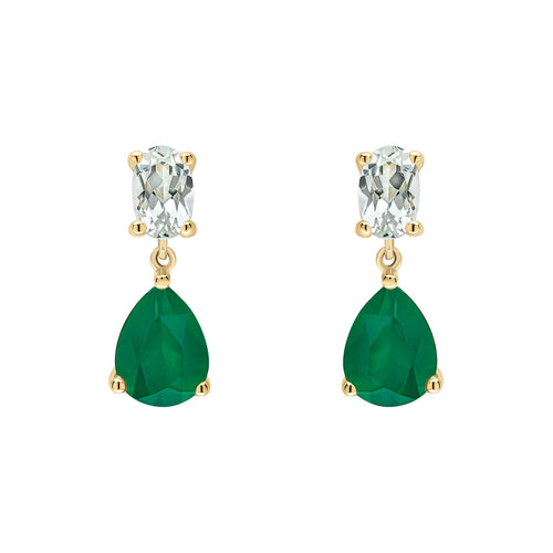 Gecko Jewellery Amethyst and Onyx Drop Earrings in 9ct Yellow Gold