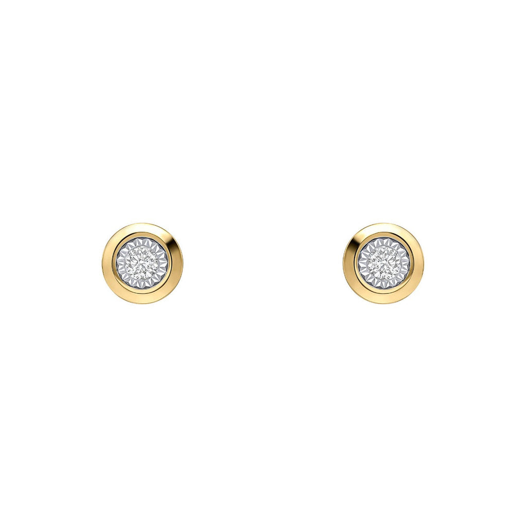 Gecko Jewellery 9ct Yellow Gold Bezel Set Solitaire Diamond Stud Earrings