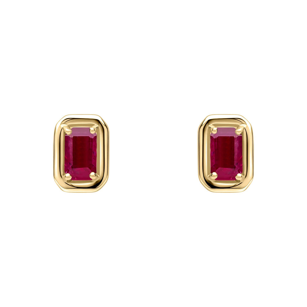 Gecko Jewellery 9ct Yellow Gold Octagon Precious Stone Stud Earrings