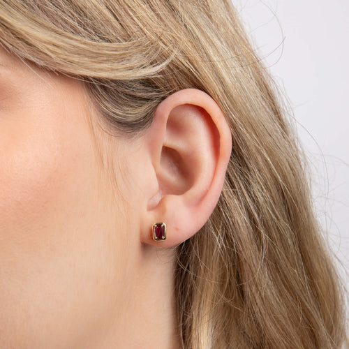 Gecko Jewellery 9ct Yellow Gold Octagon Precious Stone Stud Earrings