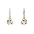Gecko Jewellery Shield Cut White Topaz & Diamond 9ct Gold Drop Earrings