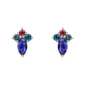 Gecko Jewellery Barcelona 9ct Gold Cluster Stud Earrings with Iolite