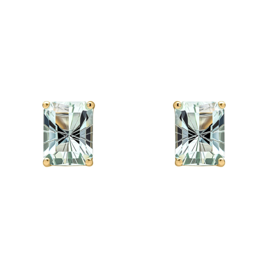 Gecko Jewellery 9ct Yellow Gold Octagonal Green Amethyst Stud Earrings