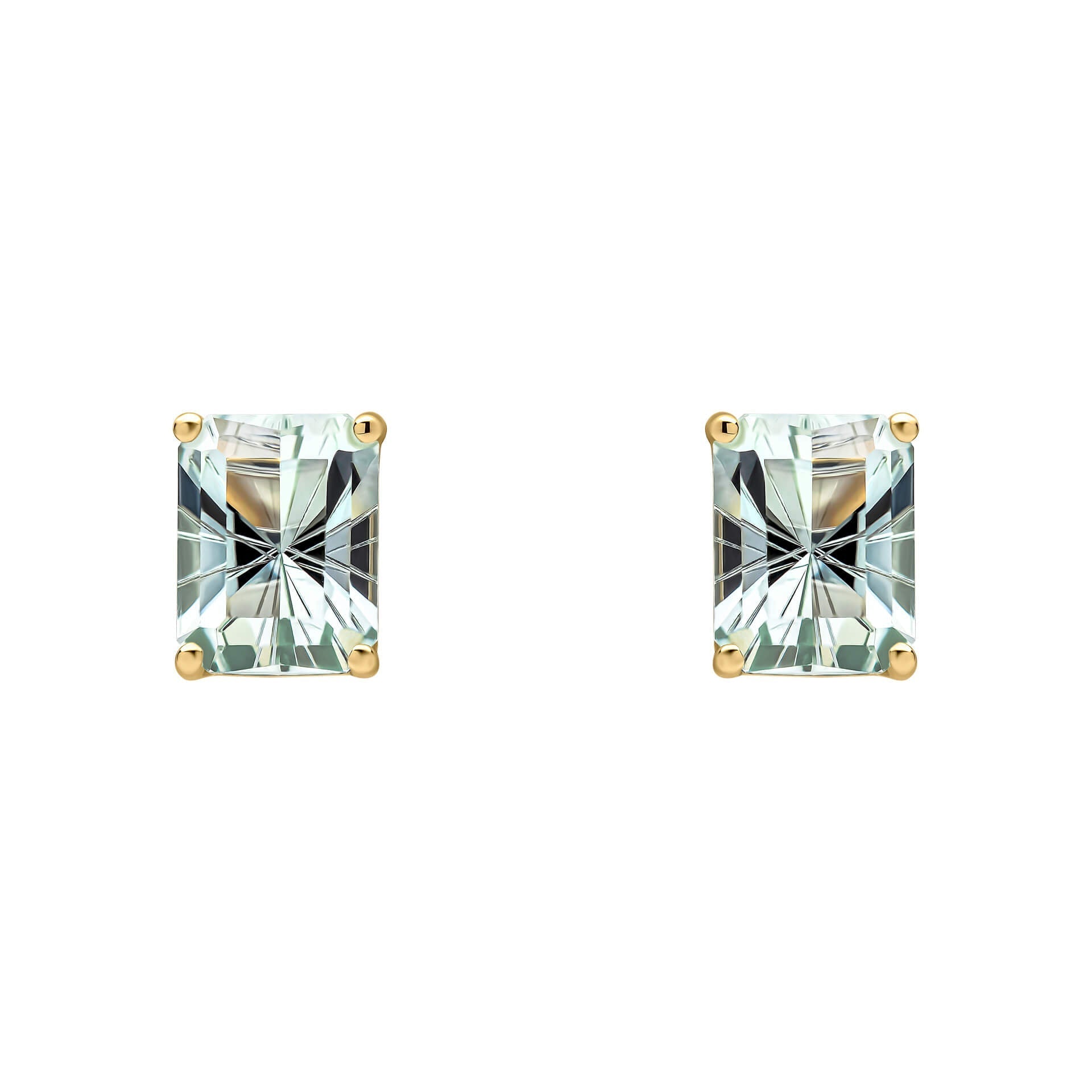 Gecko Jewellery 9ct Yellow Gold Octagonal Green Amethyst Stud Earrings