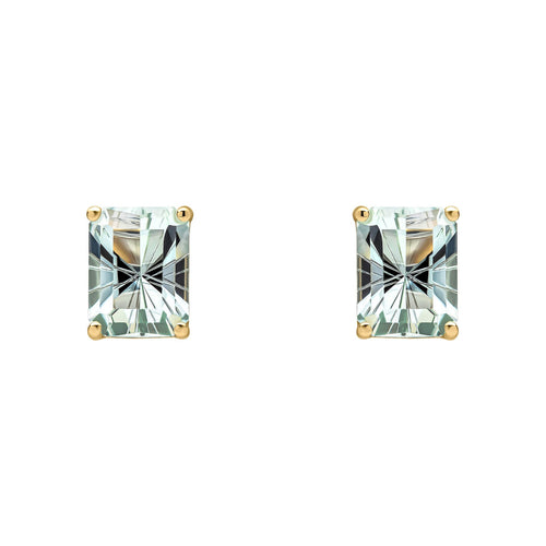 Gecko Jewellery 9ct Yellow Gold Octagonal Green Amethyst Stud Earrings