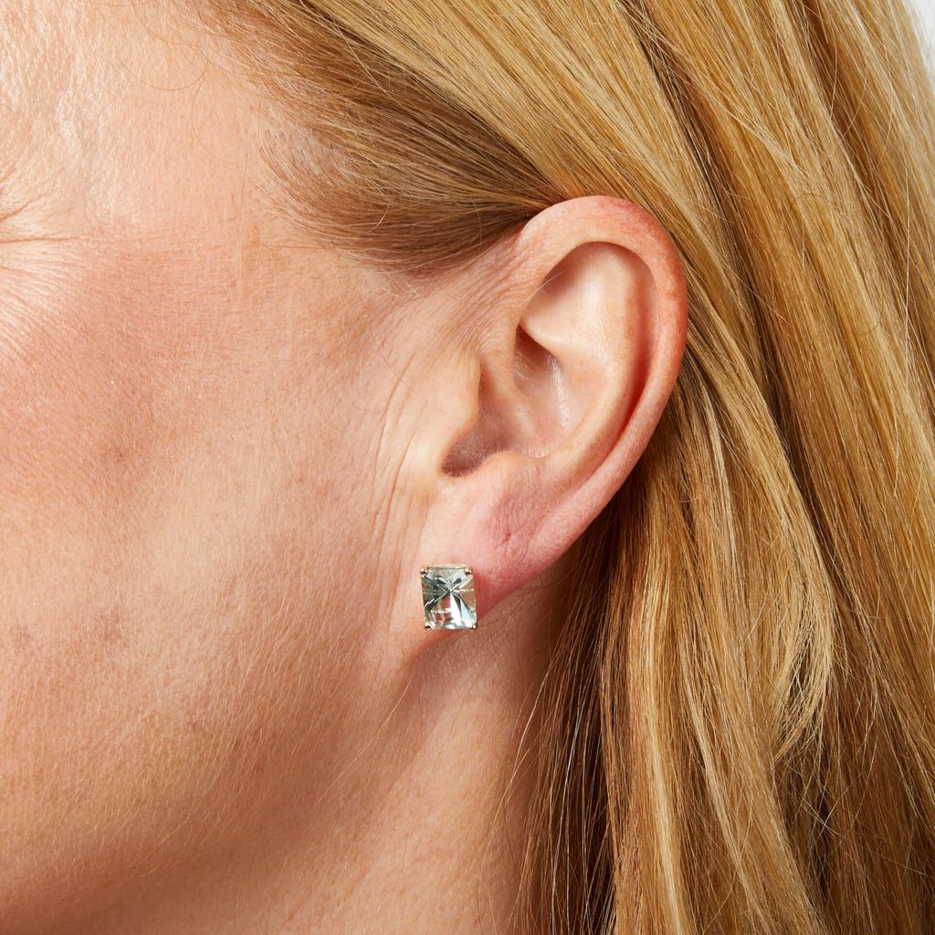 Gecko Jewellery 9ct Yellow Gold Octagonal Green Amethyst Stud Earrings