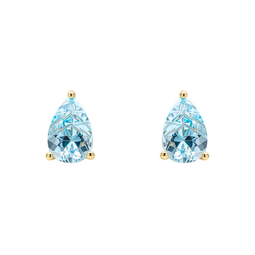 Gecko Jewellery 9ct Yellow Gold Pear Cut Blue Topaz Stud Earrings