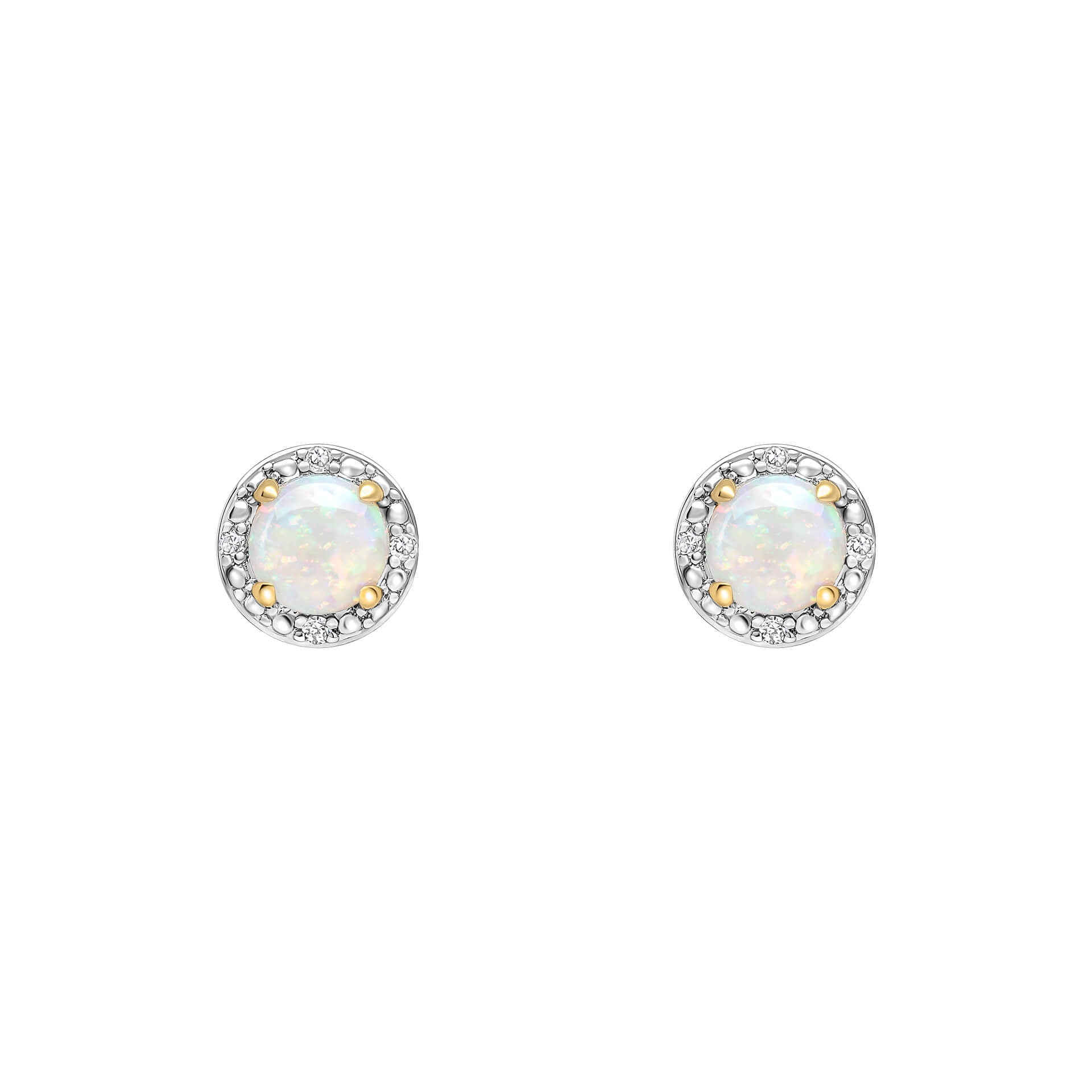 Gecko Jewellery Opal and Diamond Halo Stud Earrings in 9ct Yellow Gold