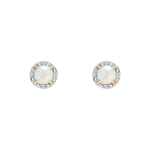 Gecko Jewellery Opal and Diamond Halo Stud Earrings in 9ct Yellow Gold