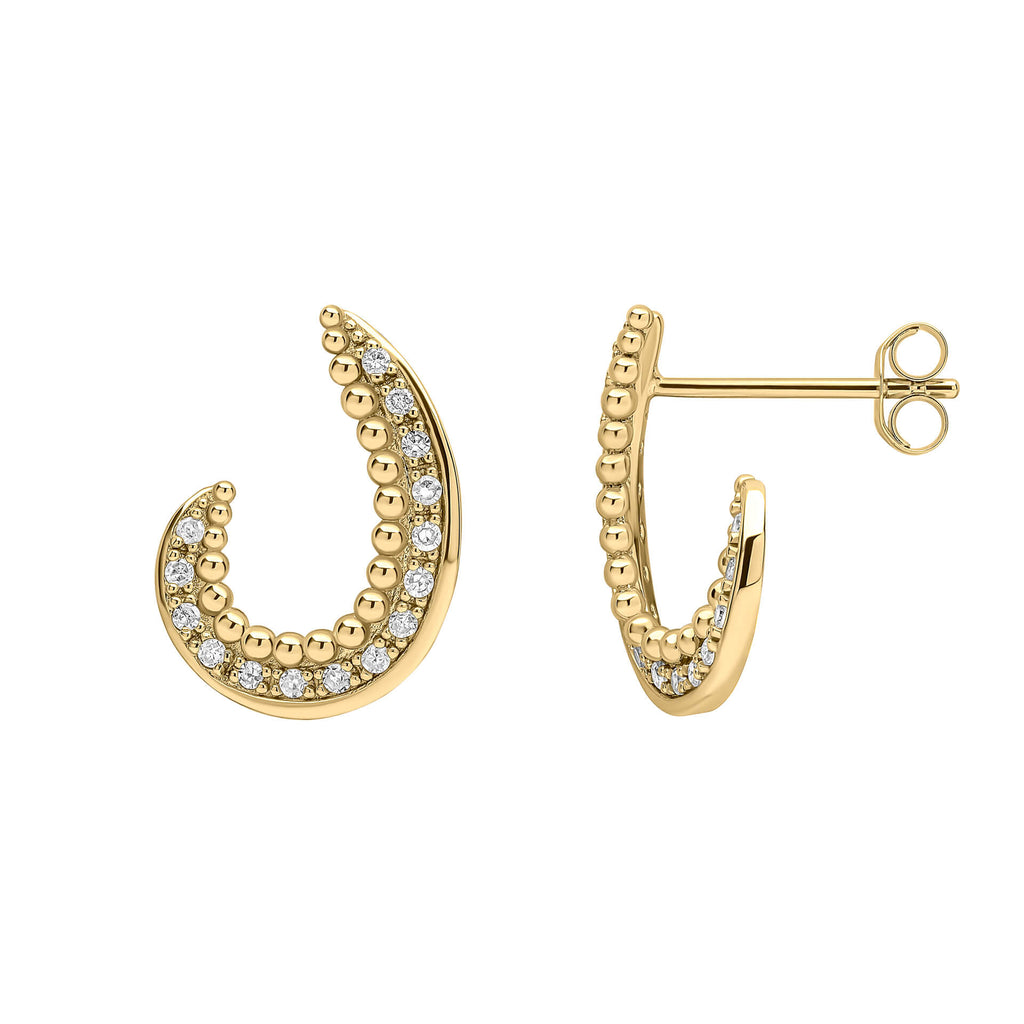 Gecko Jewellery 9ct Yellow Gold Diamond Swirl Stud Earrings