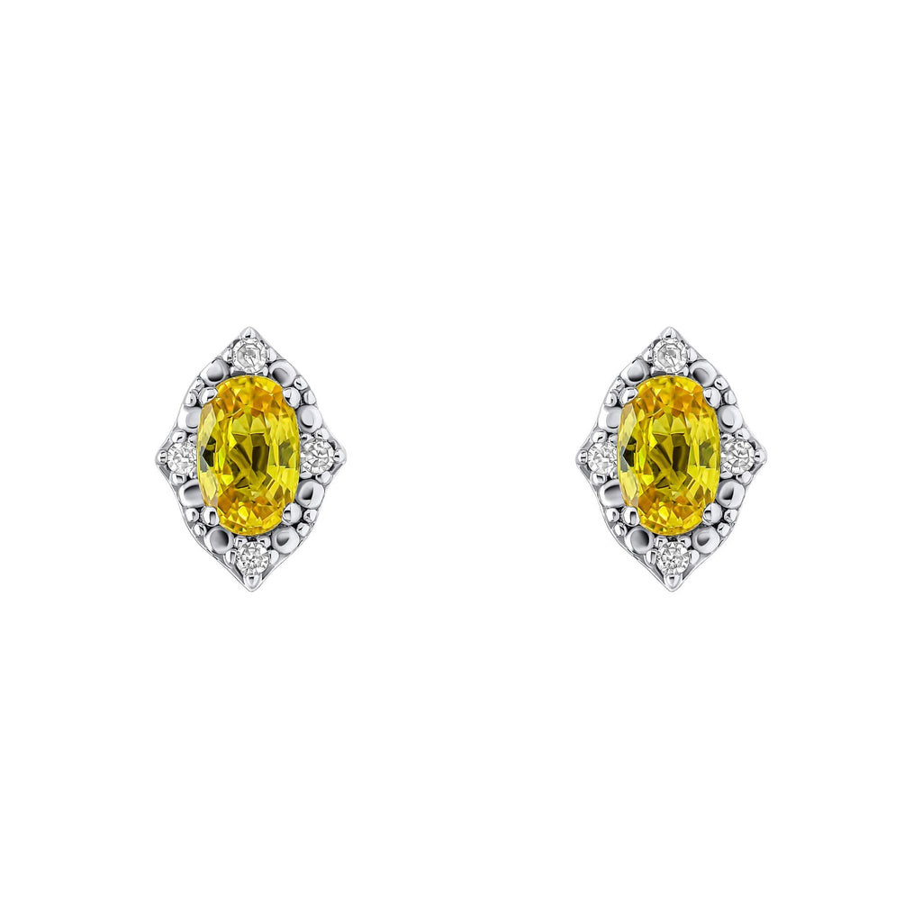 Gecko Jewellery Yellow Sapphire and Diamond 9ct White Gold Stud Earrings