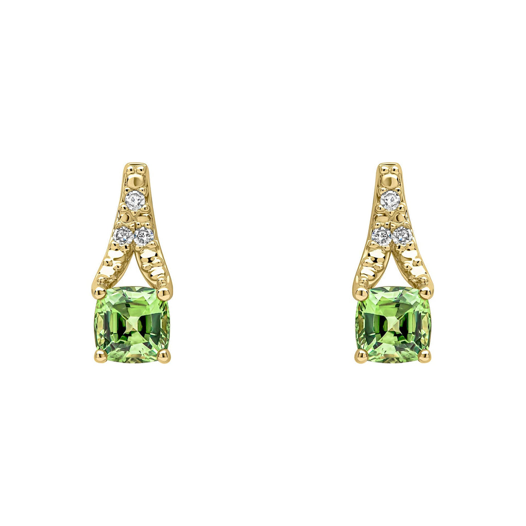 Gecko Jewellery 9ct Gold Green Sapphire and Diamond Drop Earrings