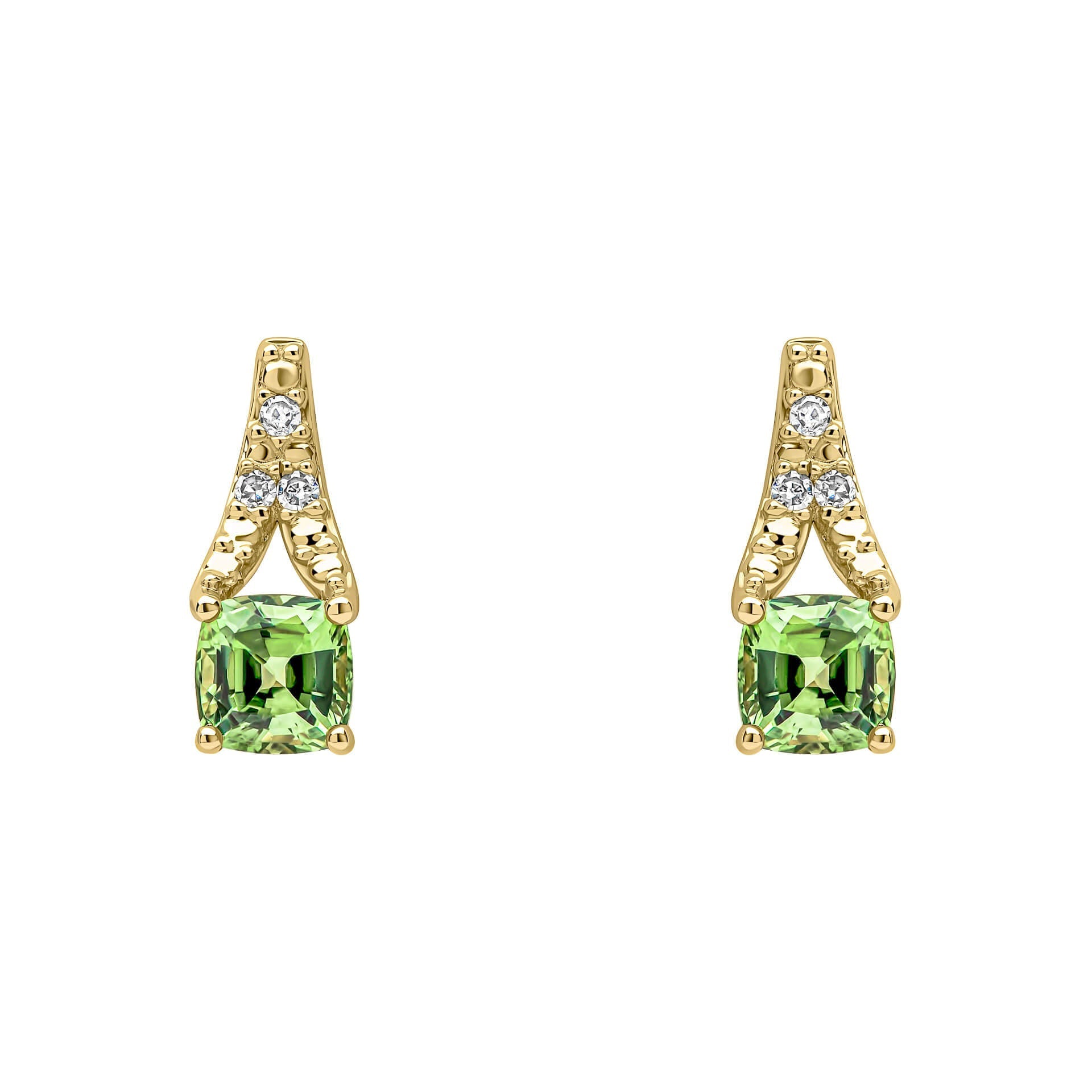 Gecko Jewellery 9ct Gold Green Sapphire and Diamond Drop Earrings
