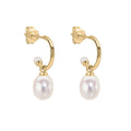 Gecko Jewellery 9ct Yellow Gold Freshwater Pearl Half Hoop Earrings