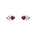 Gecko Jewellery Toi et Moi 9ct Gold Heart Stud Earrings | Topaz & Garnet
