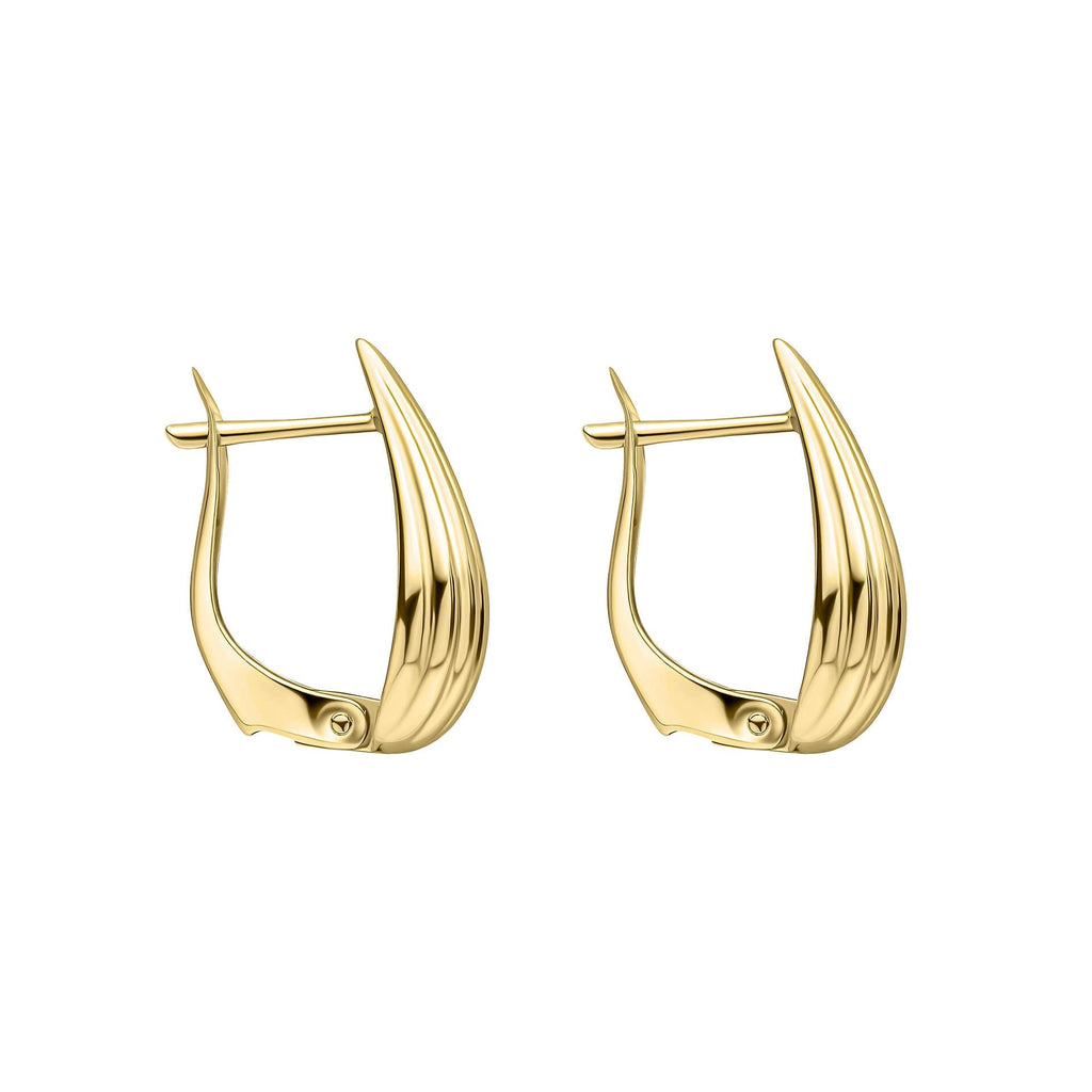Gecko Jewellery 9ct Yellow Gold Ridged Teardrop Hoop Earrings