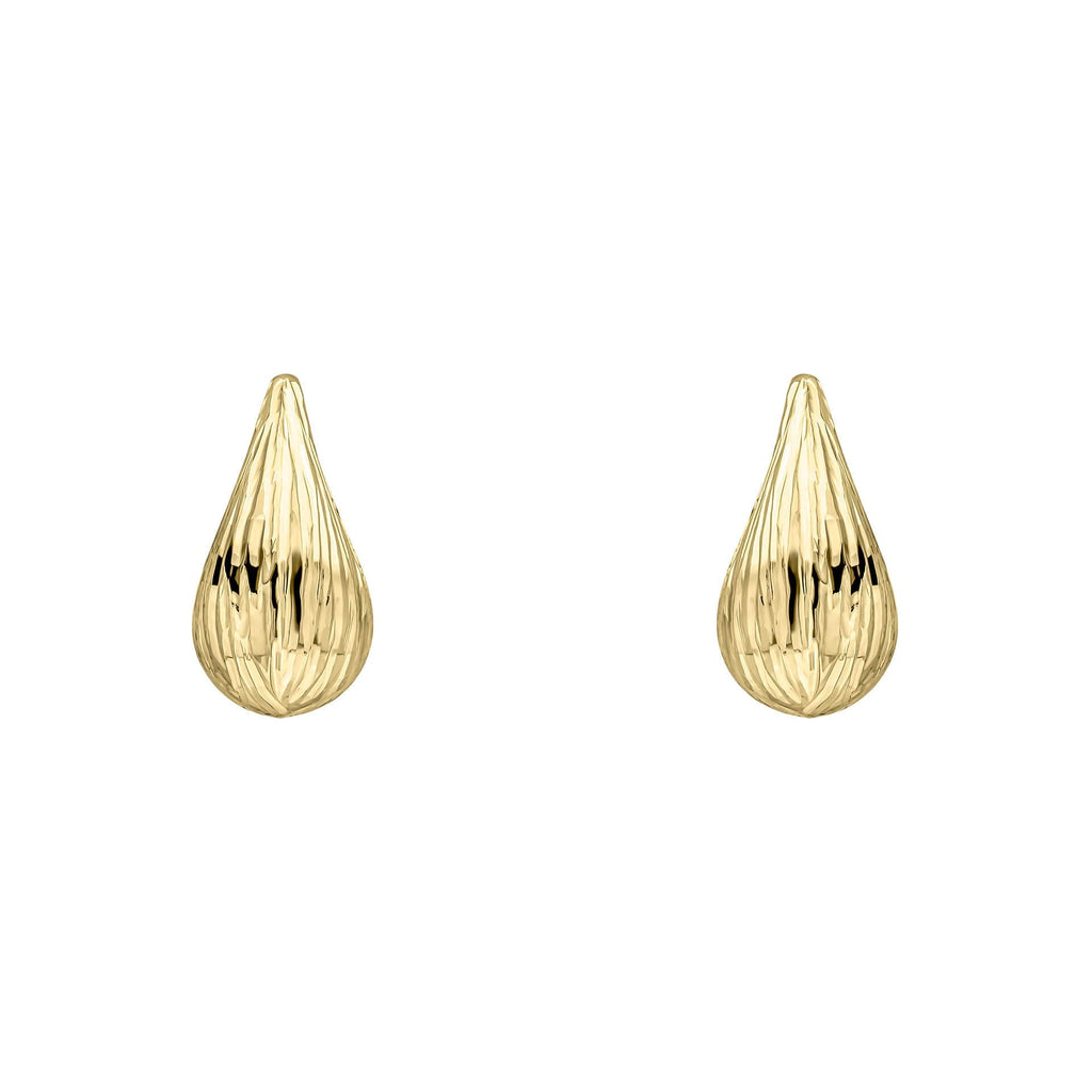 Gecko Jewellery 9ct Yellow Gold Ridged Teardrop Stud Earrings